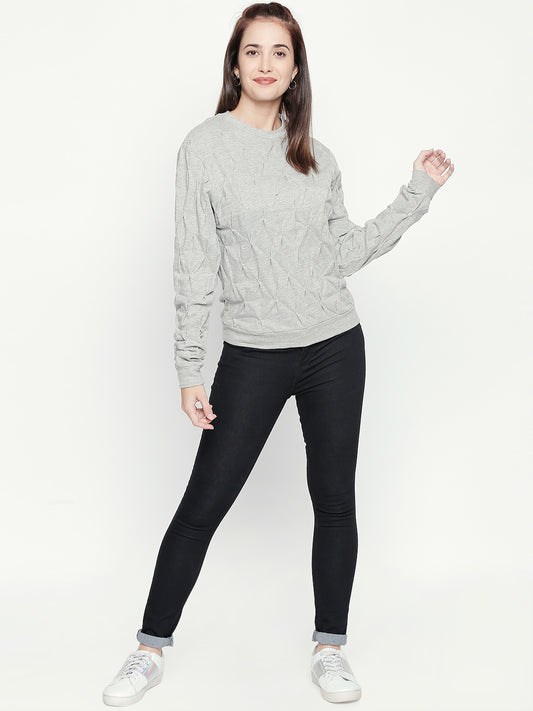 Grey Self-Design Wool Top