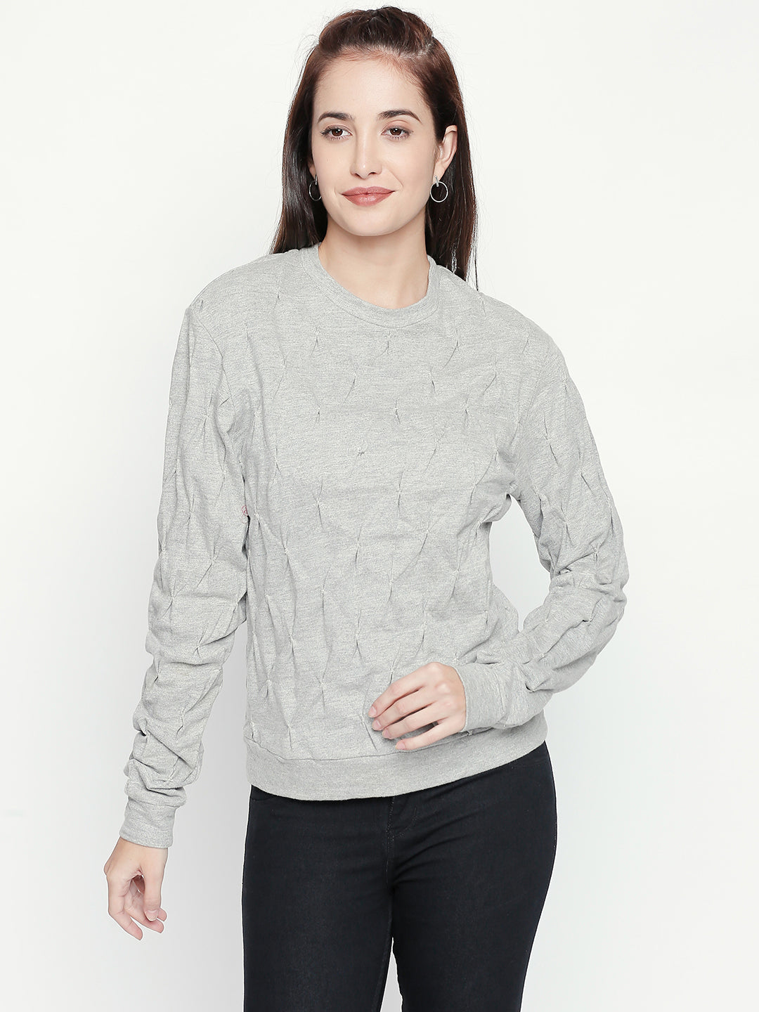 Grey Self-Design Wool Top