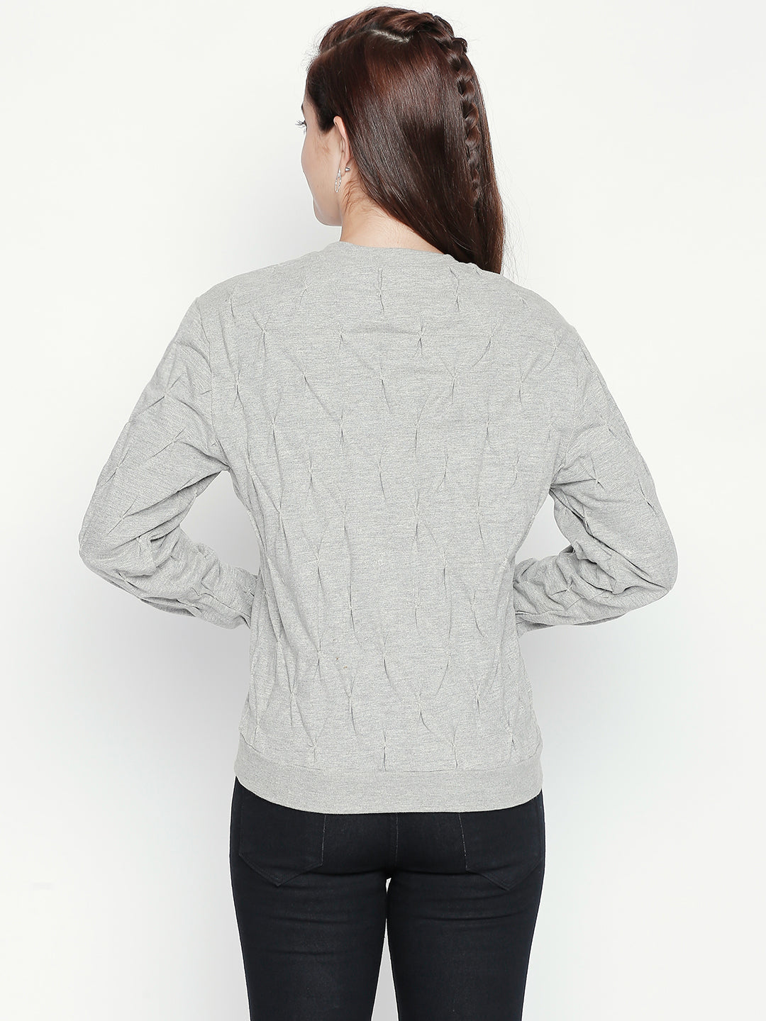 Grey Self-Design Wool Top