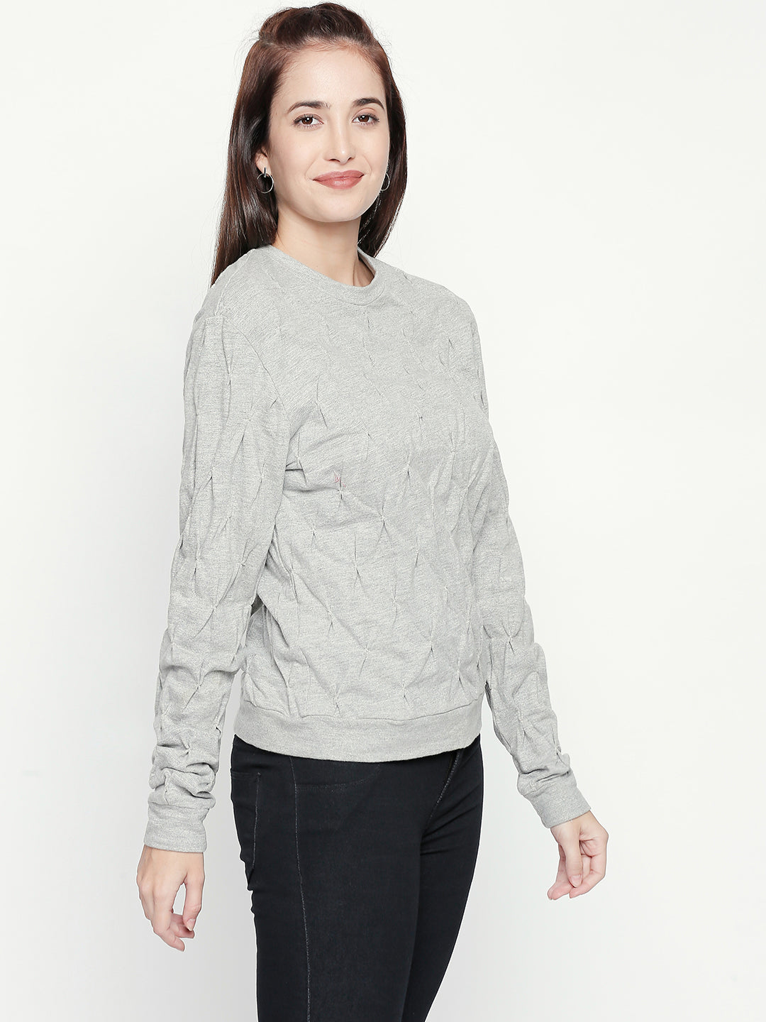 Grey Self-Design Wool Top