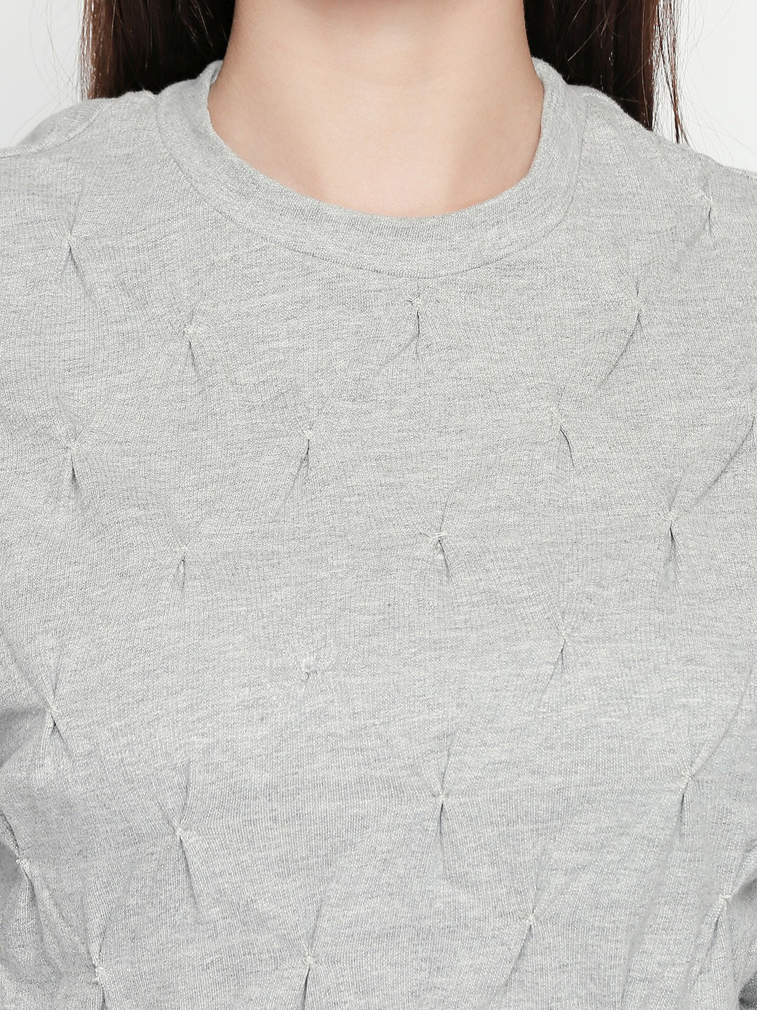 Grey Self-Design Wool Top