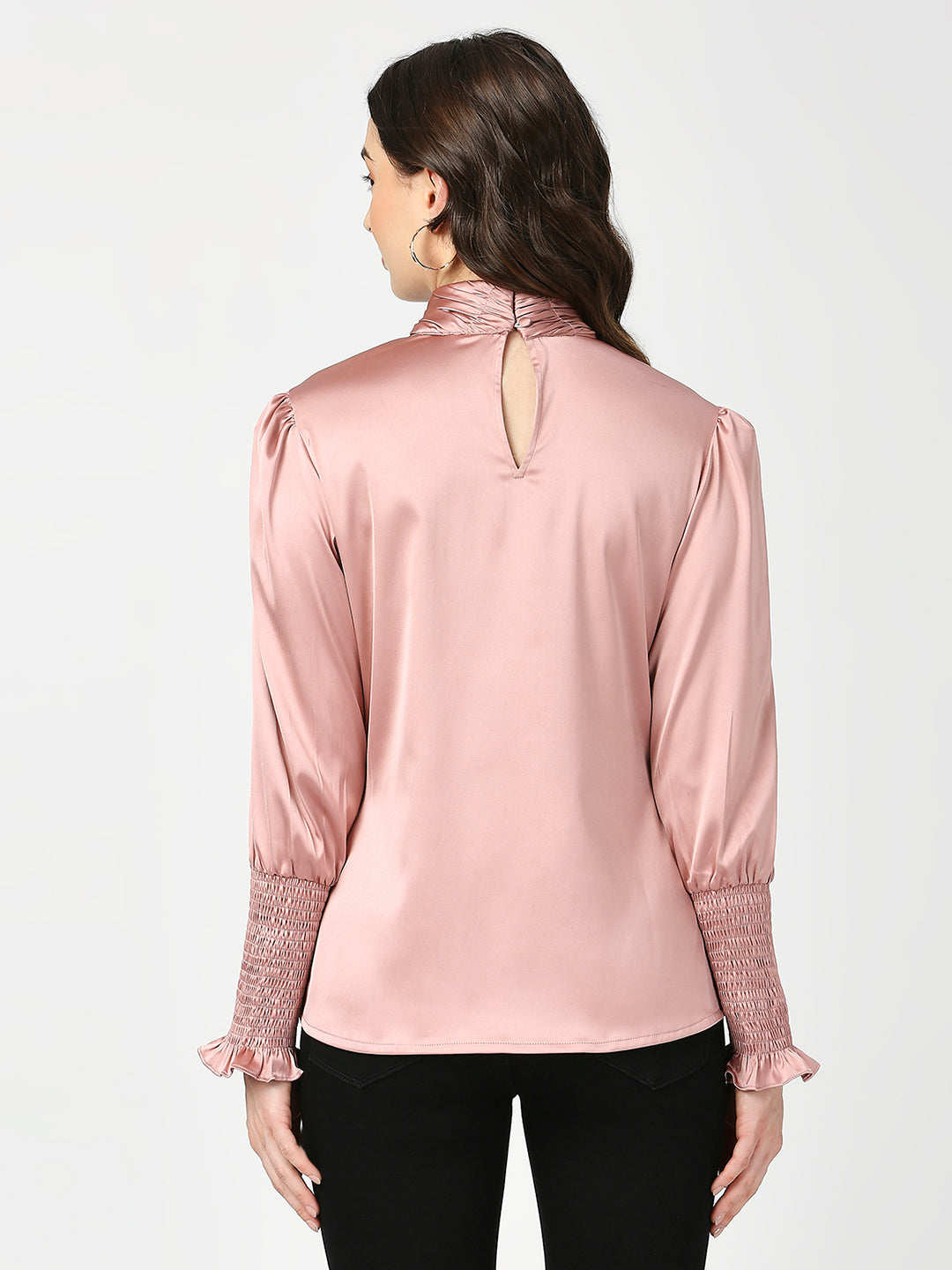 Dusk Pink Satin Full Sleeves Top