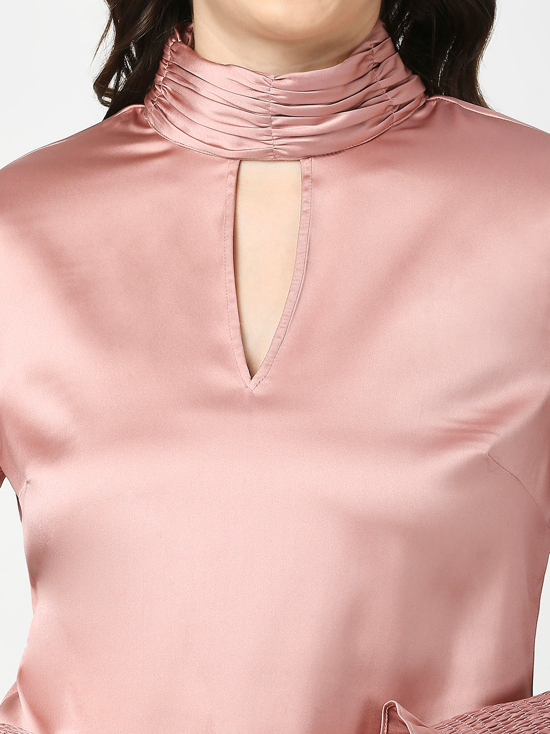 Dusk Pink Satin Full Sleeves Top