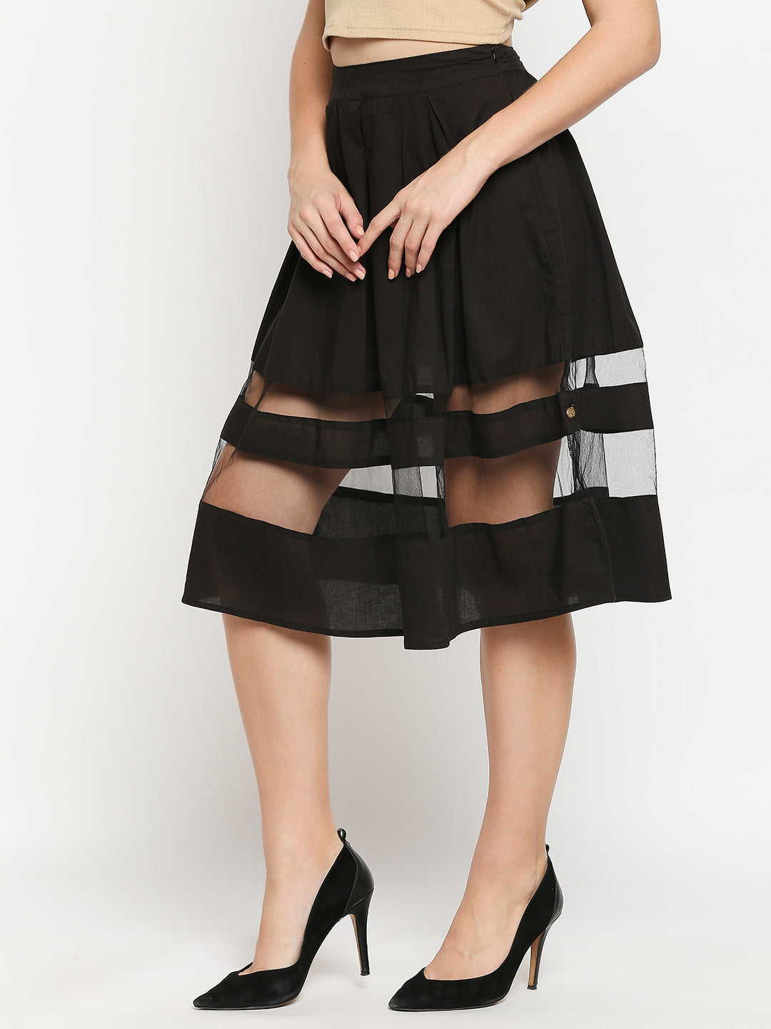 Black Cut-out Skirt In Cotton