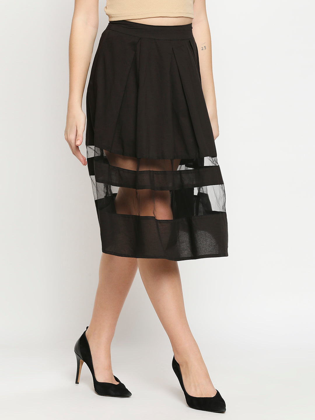 Black Cut-out Skirt In Cotton