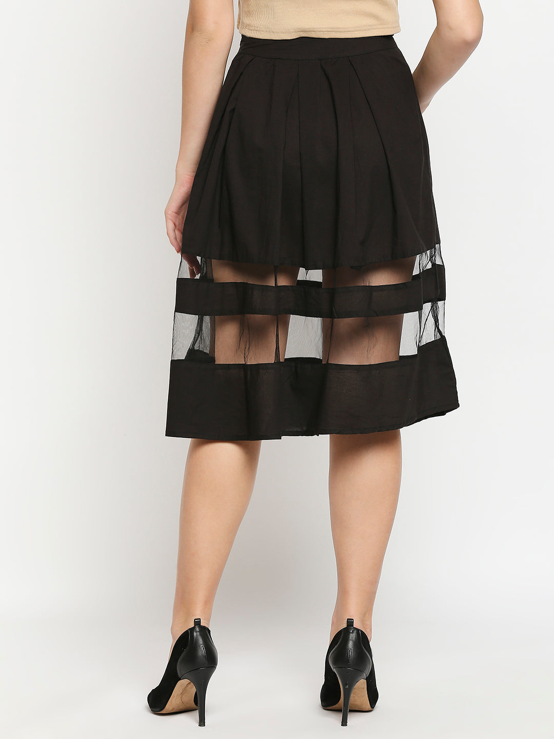 Black Cut-out Skirt In Cotton