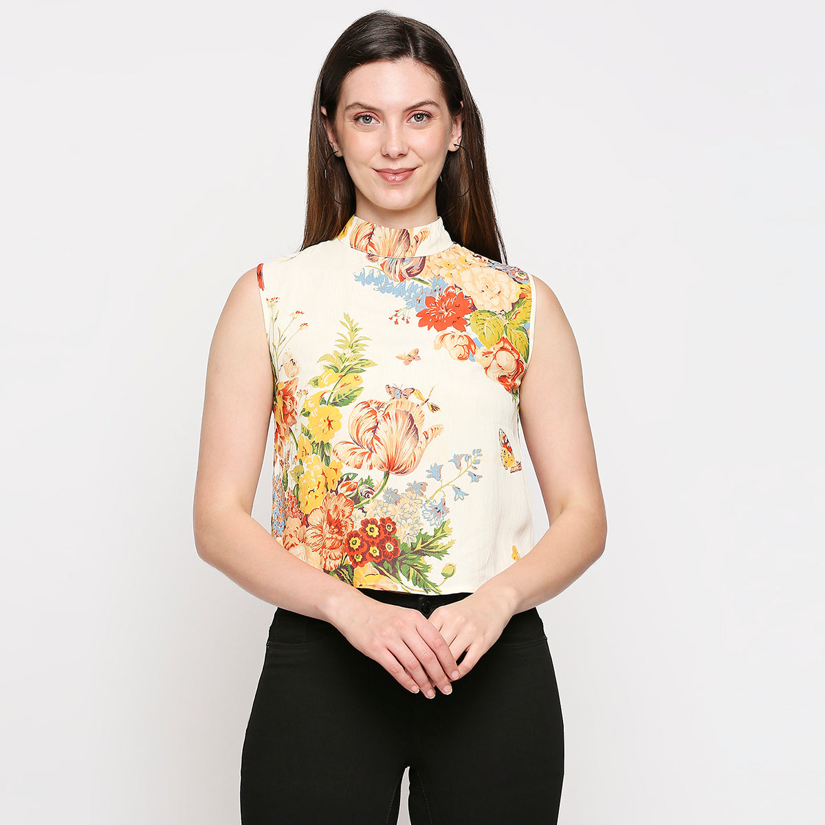 Multicoloured Floral Georgette Regular Top