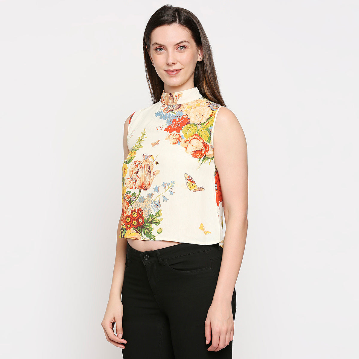 Multicoloured Floral Georgette Regular Top