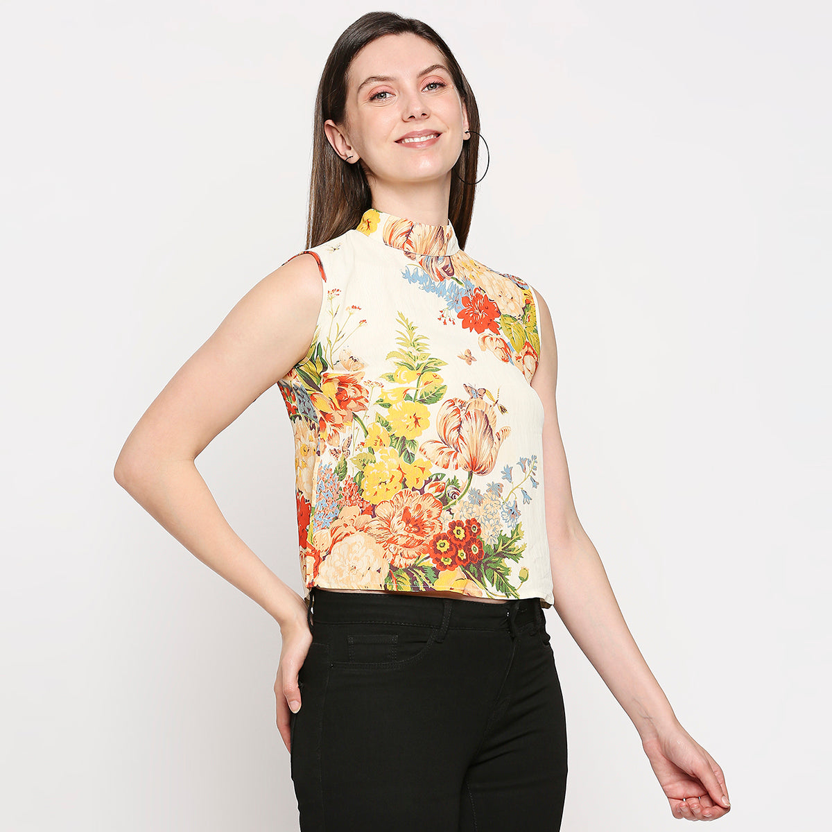 Multicoloured Floral Georgette Regular Top