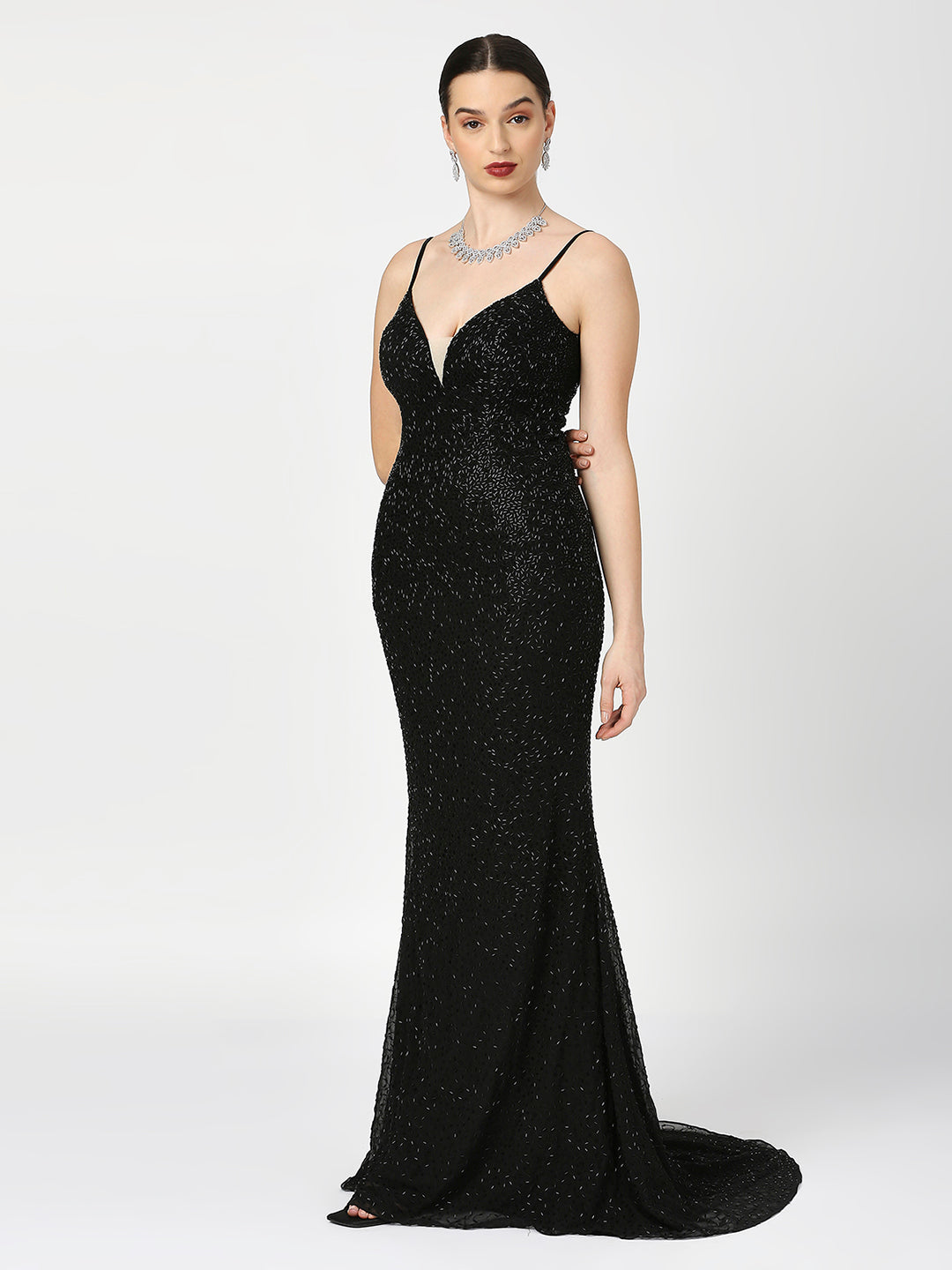 Glittered Black Cocktail Gown