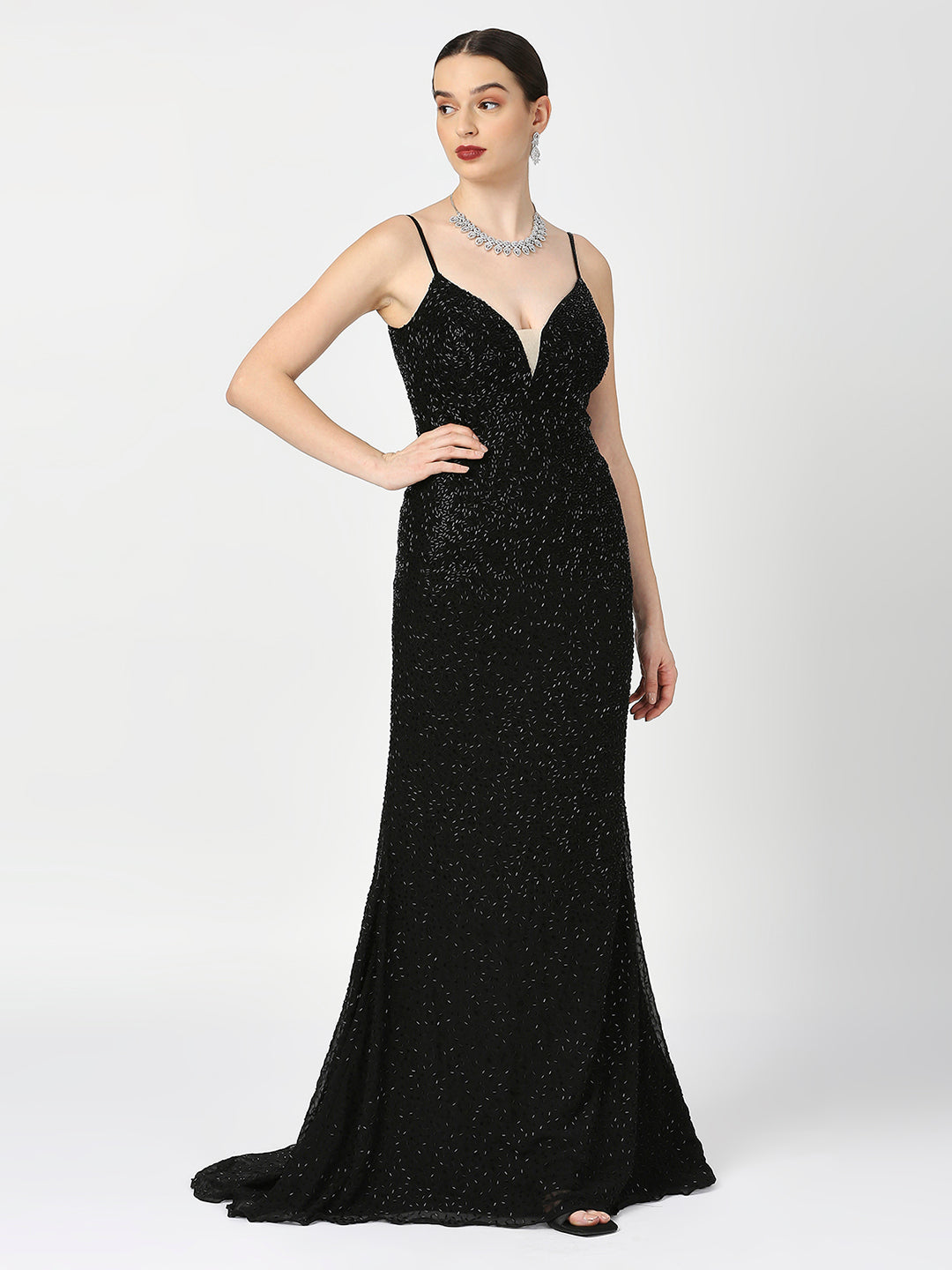 Glittered Black Cocktail Gown