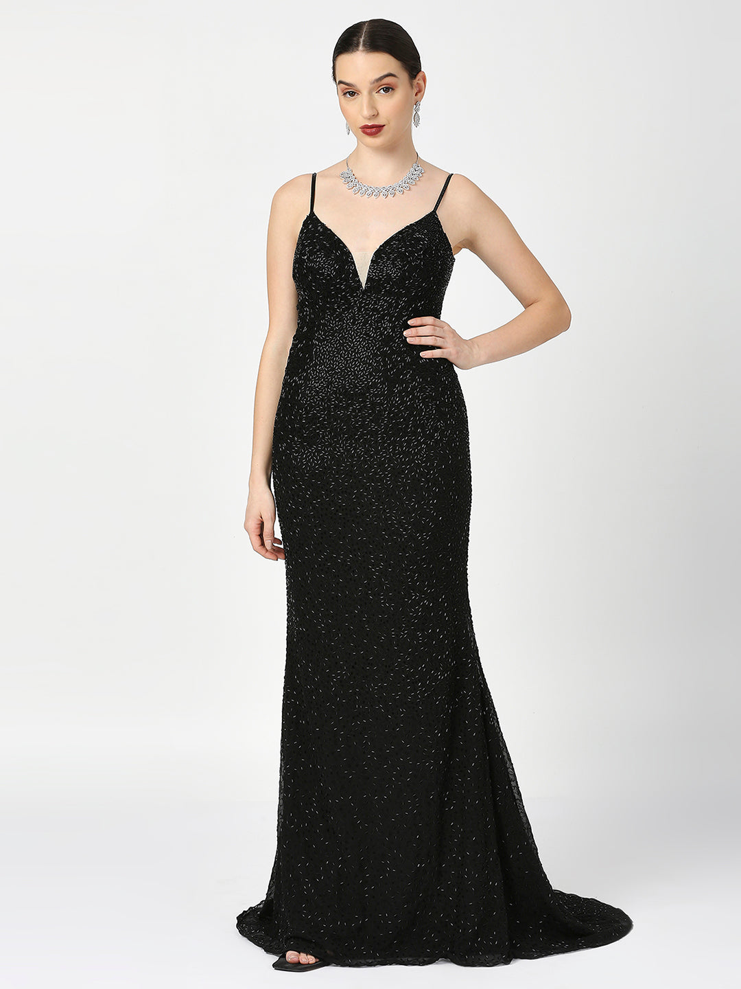 Glittered Black Cocktail Gown