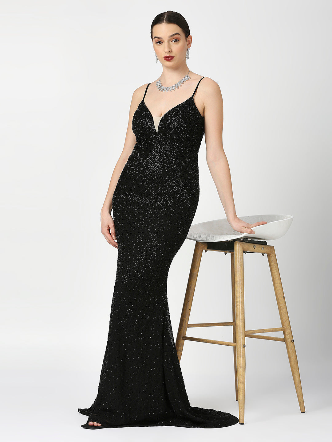 Glittered Black Cocktail Gown