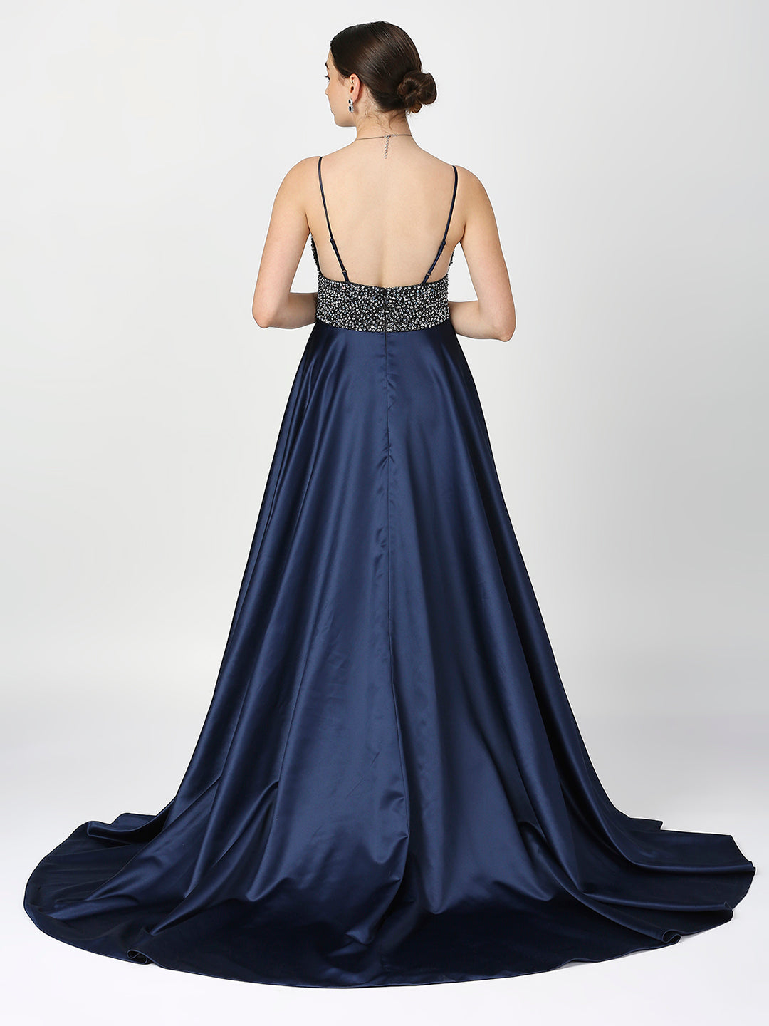 Navy Blue Sequenced Fairy Ball Gown