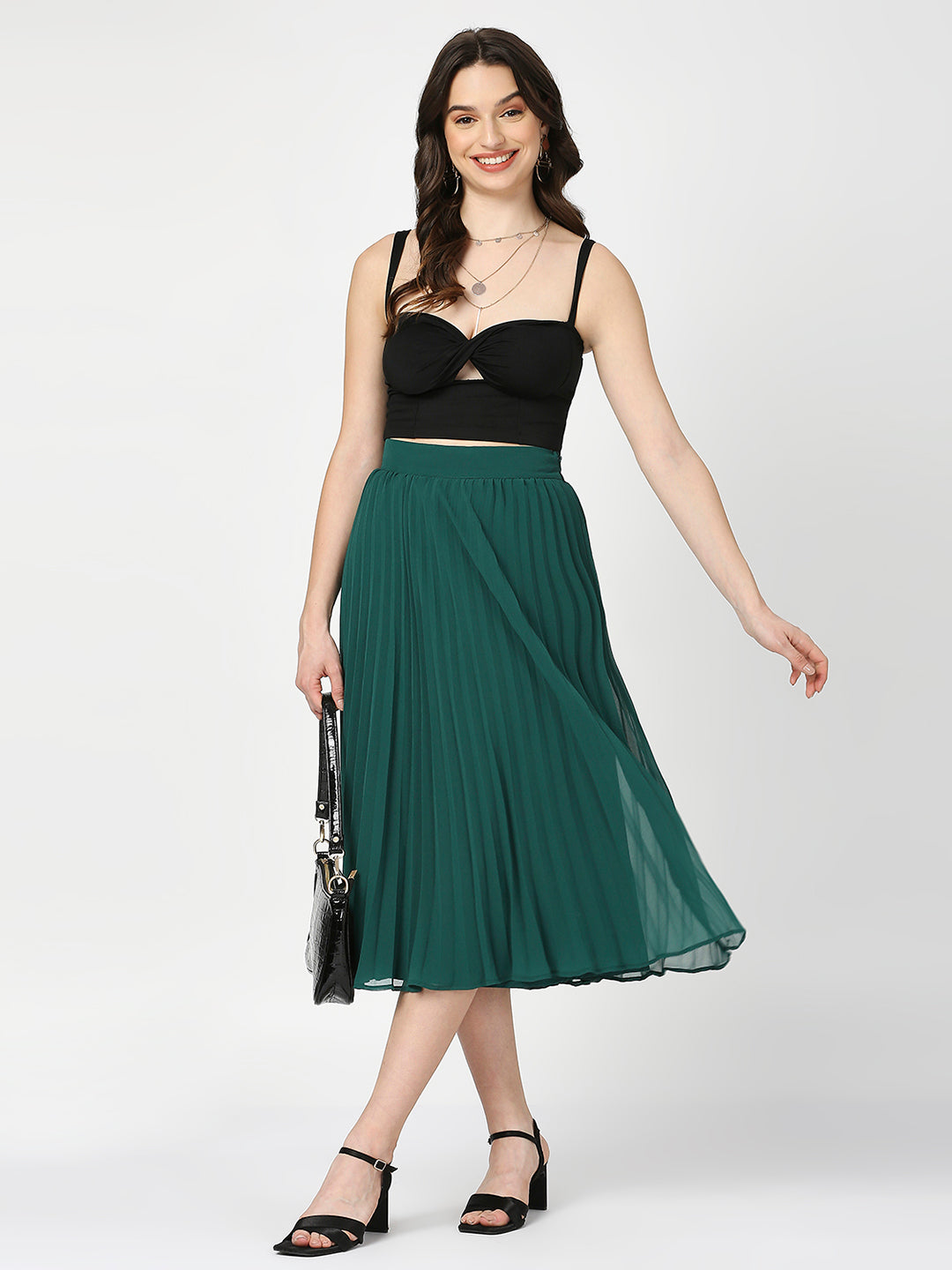 Pleated Midi Skirt