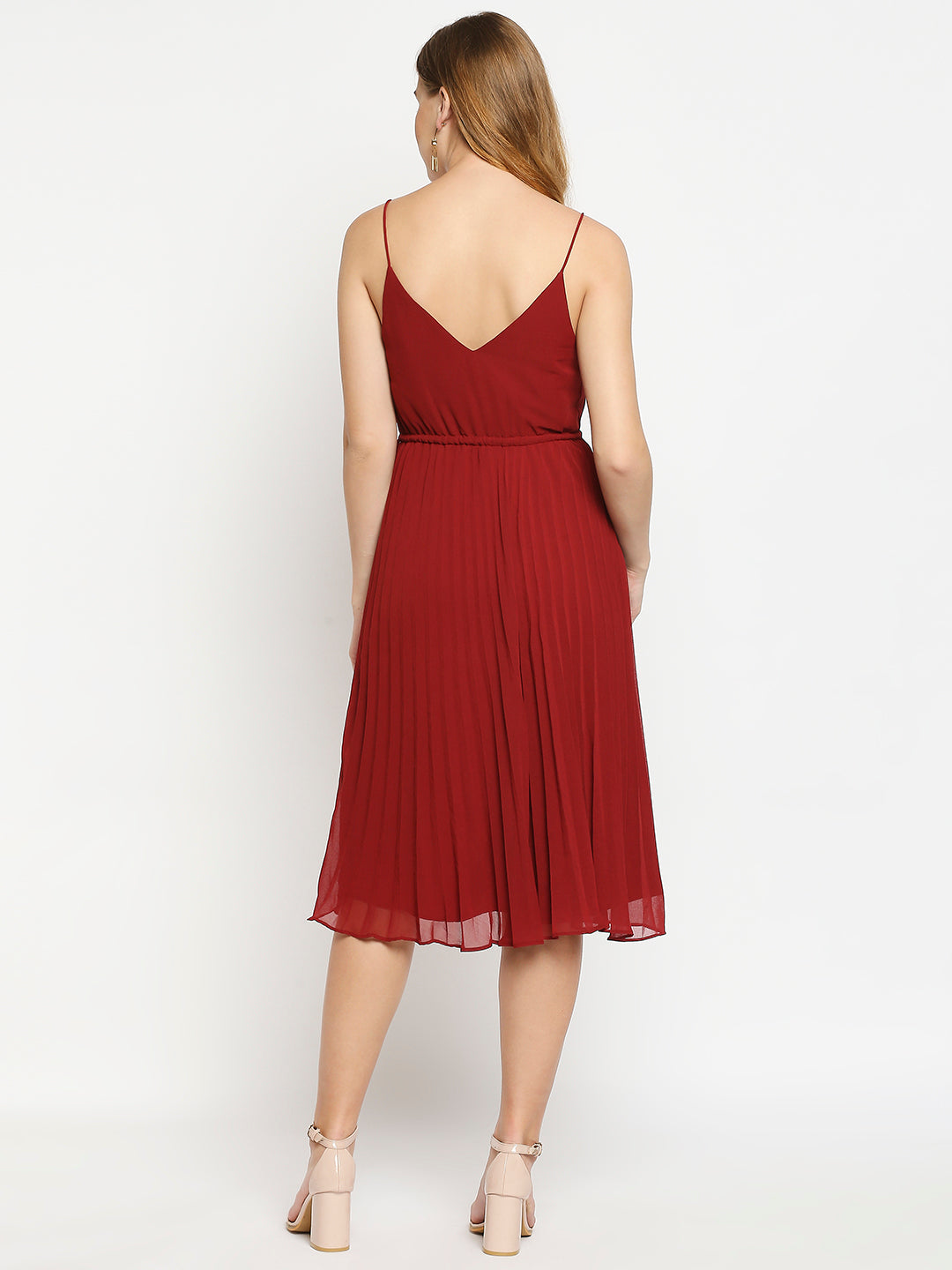 Maroon Georgette Dragonfly Embellished Dress