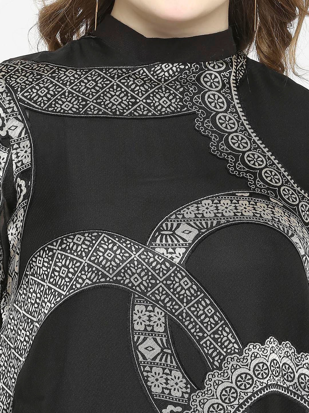 Black Abstract Printed Dress - AaliyaIndia