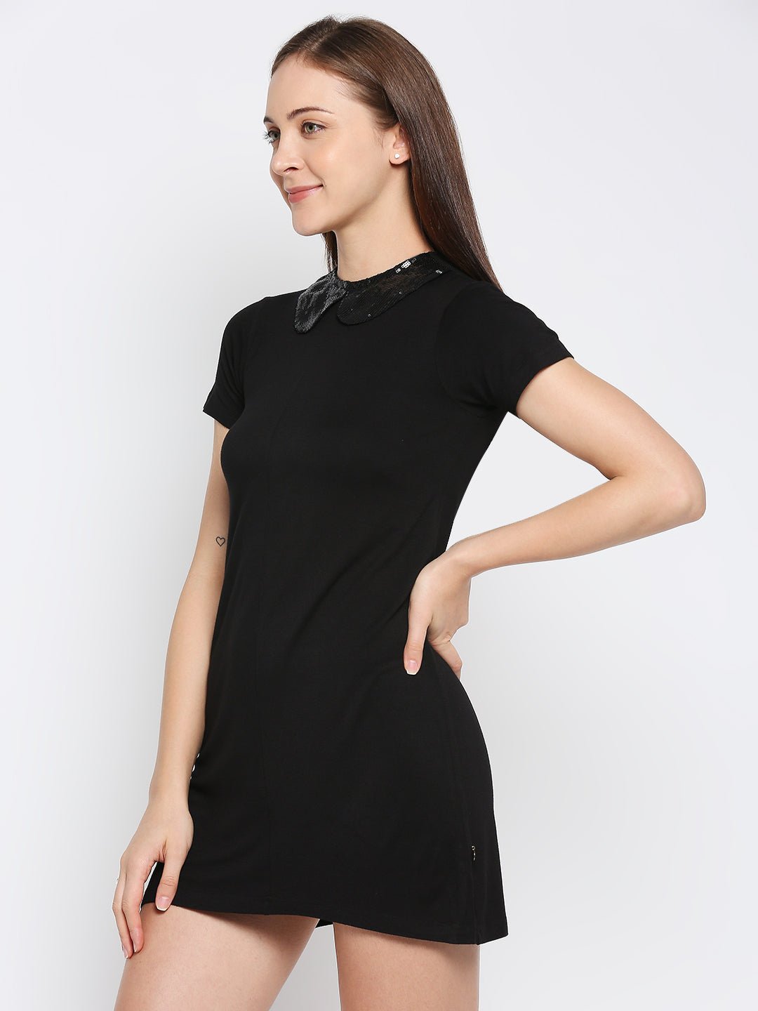 Black Fitted Mini Dress - AaliyaIndia