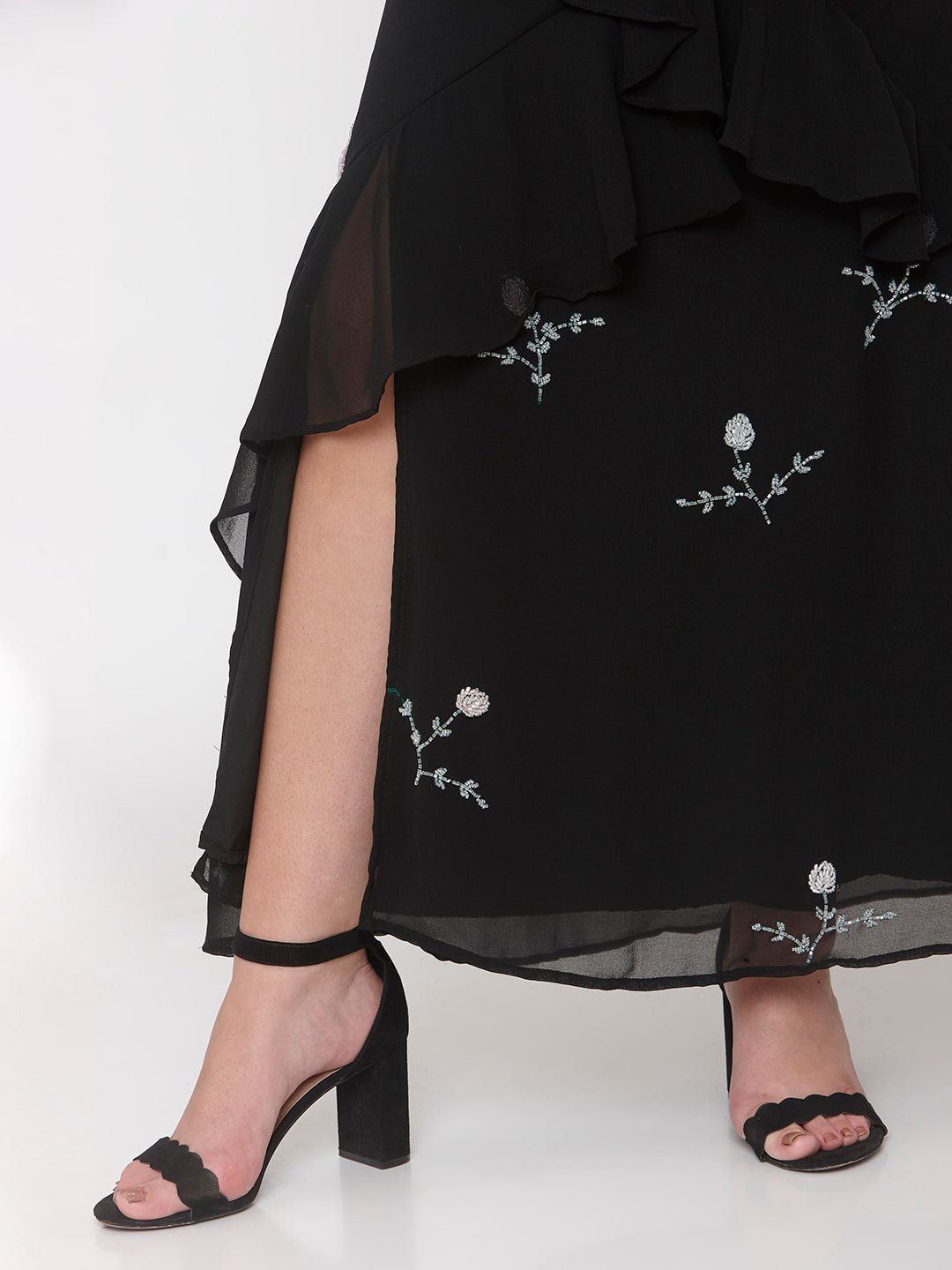 Black Hand Embellished Gown - AaliyaIndia