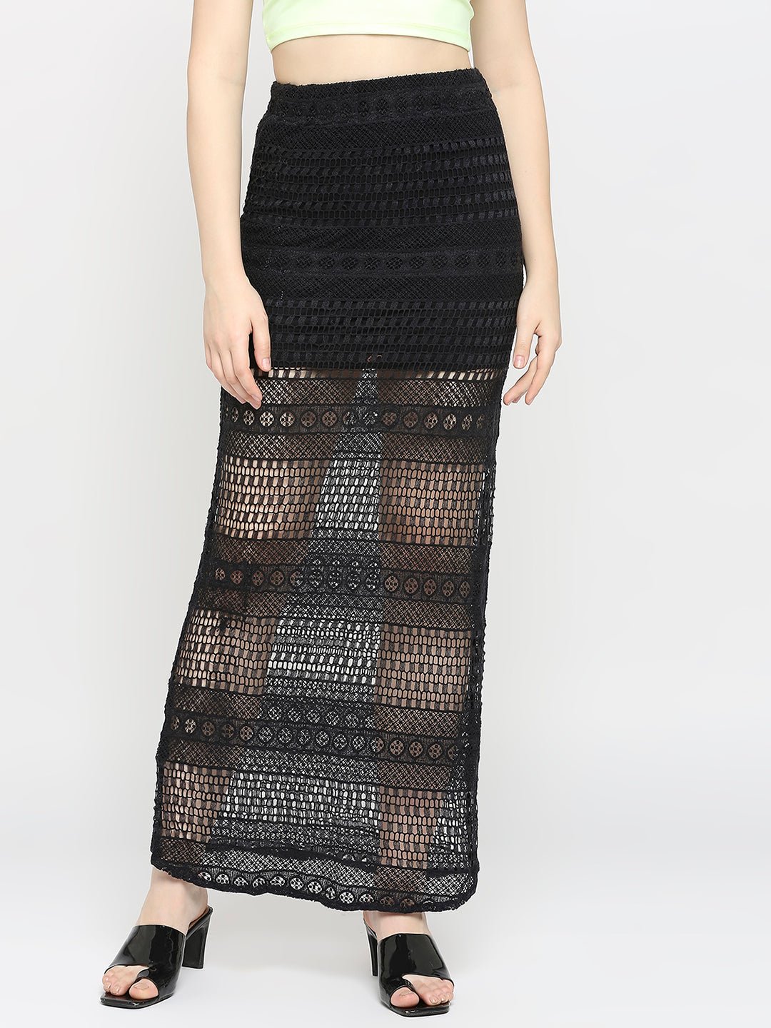 Black Lace Skirt - AaliyaIndia