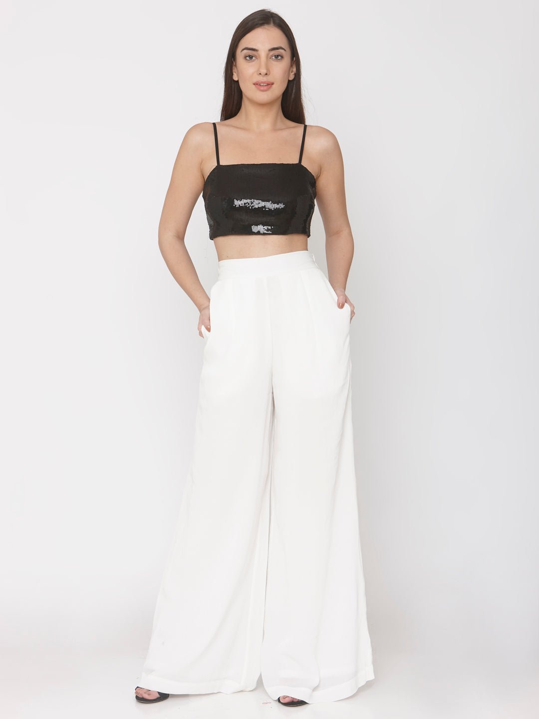 Black Sequin Bralette Top - AaliyaIndia