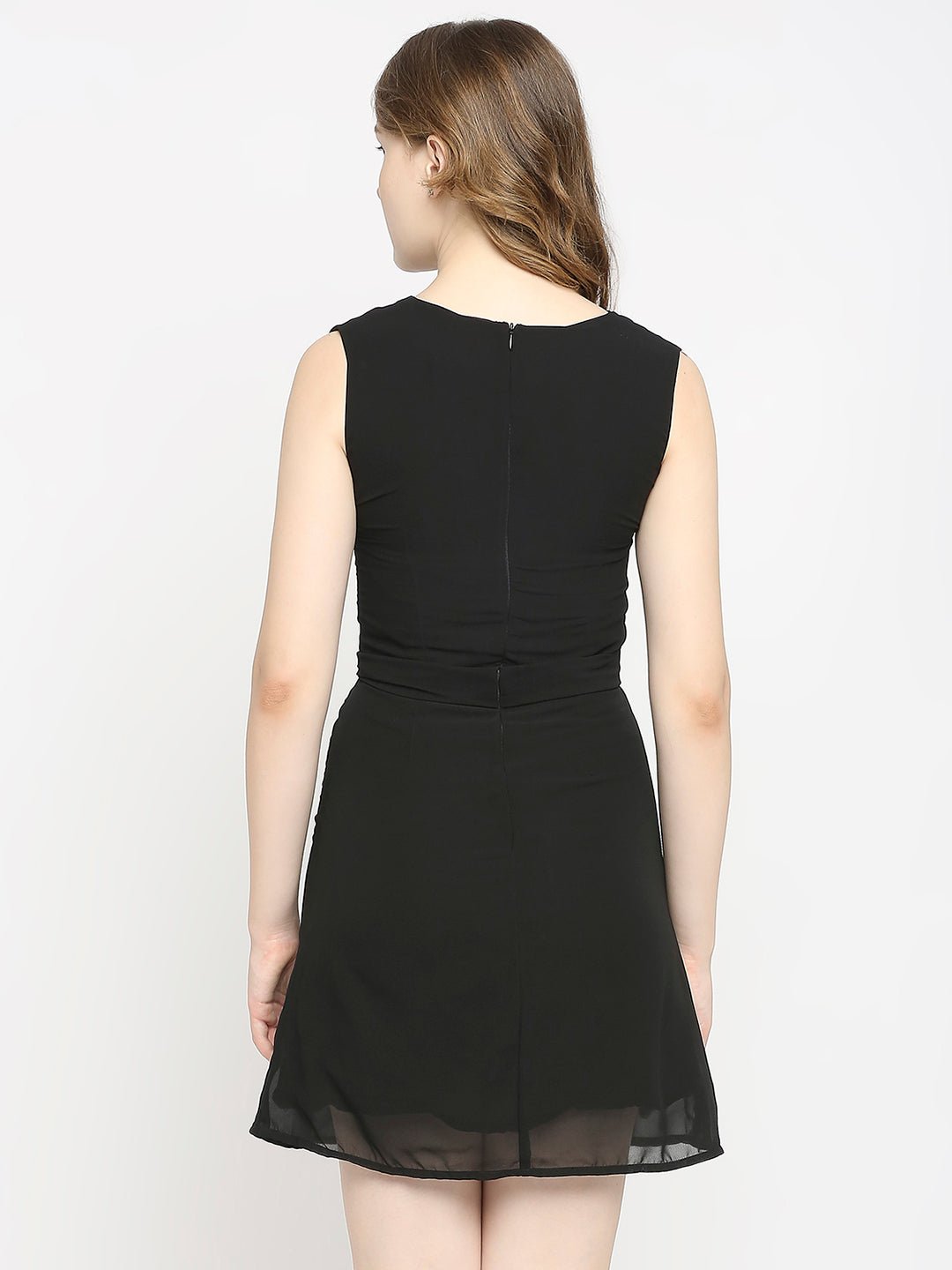 Black Sleeveless Mini Dress - AaliyaIndia