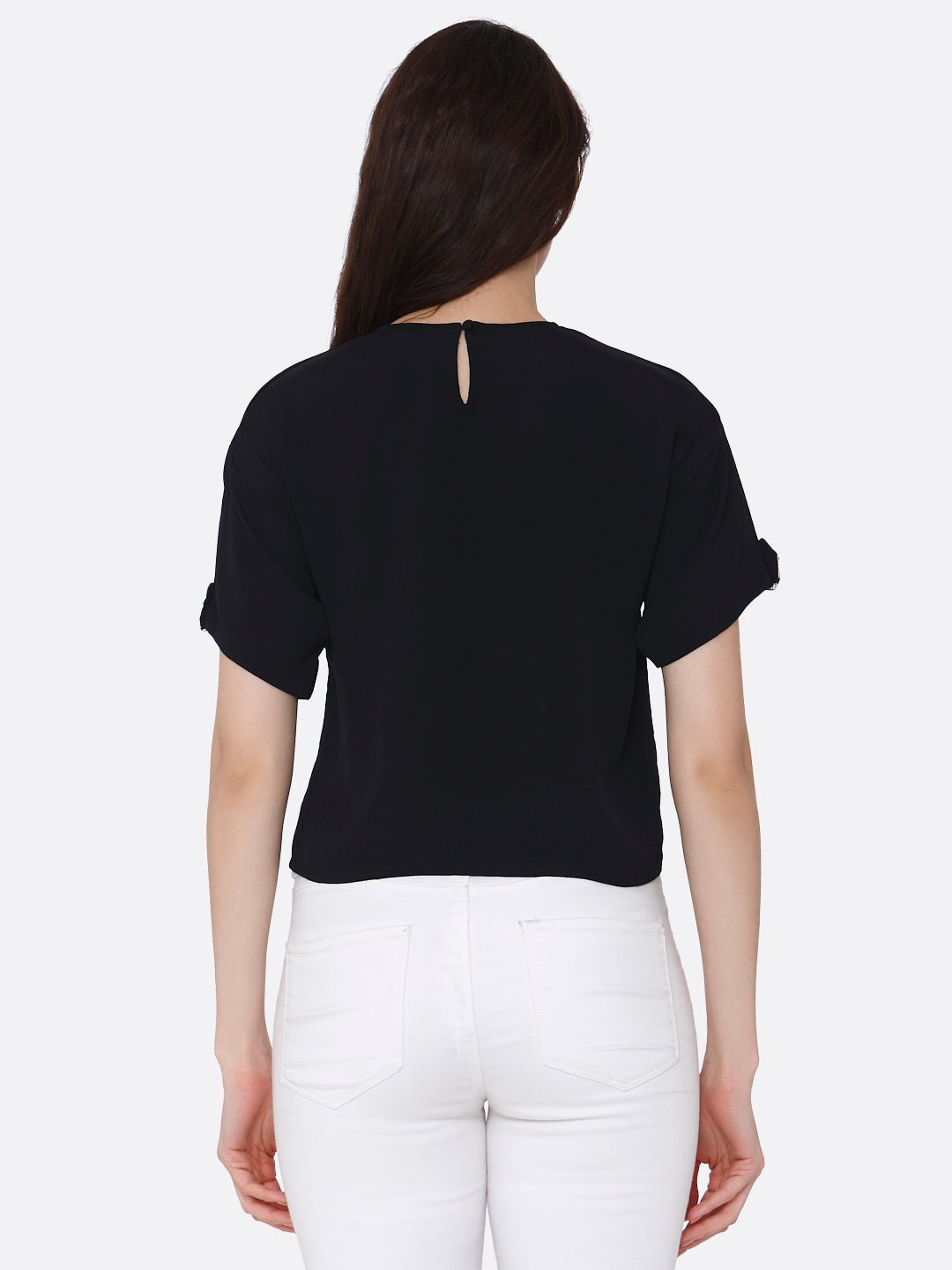 Black T-Shirt With Pocket Detail - AaliyaIndia