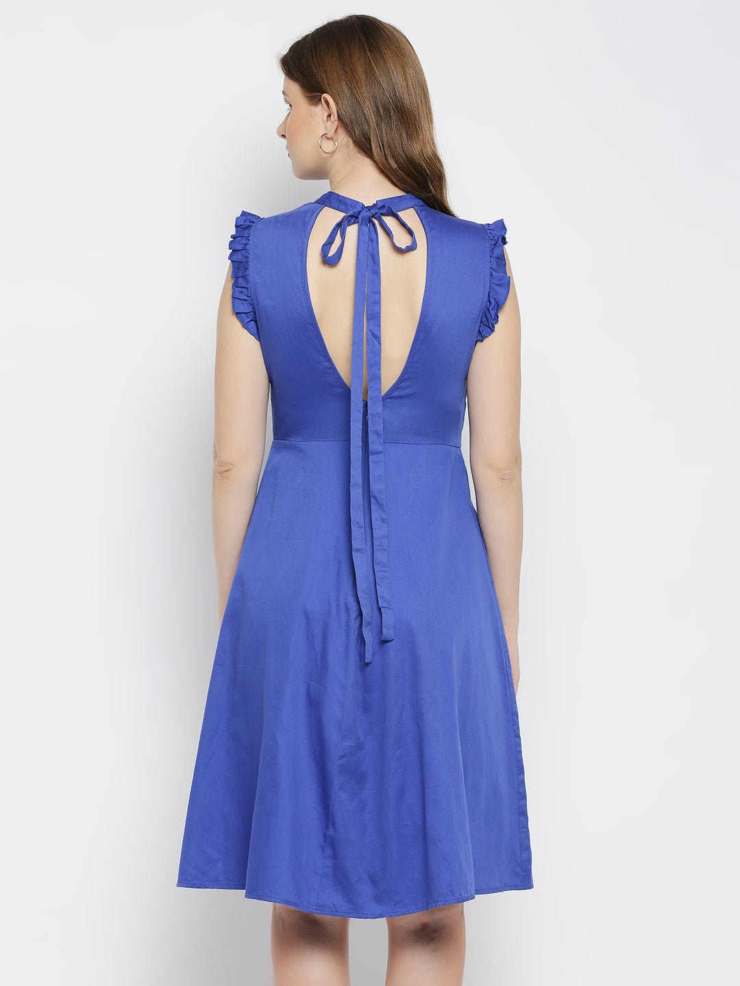 Blue Dress With Lace Insert - AaliyaIndia