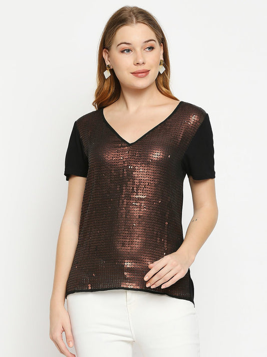 Bronze Sequin Top - AaliyaIndia