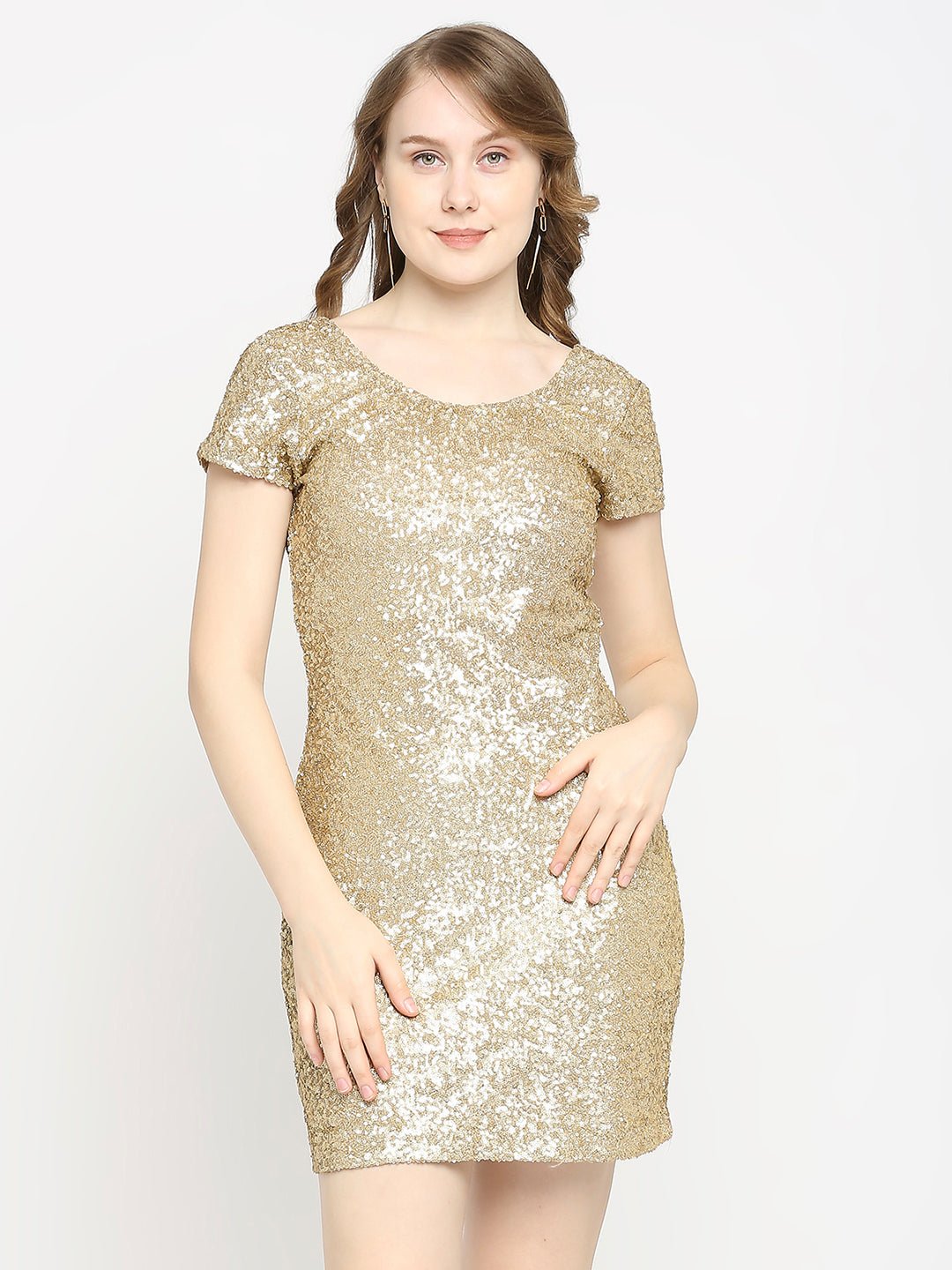 Gold Sequin Bodycon Dress - AaliyaIndia