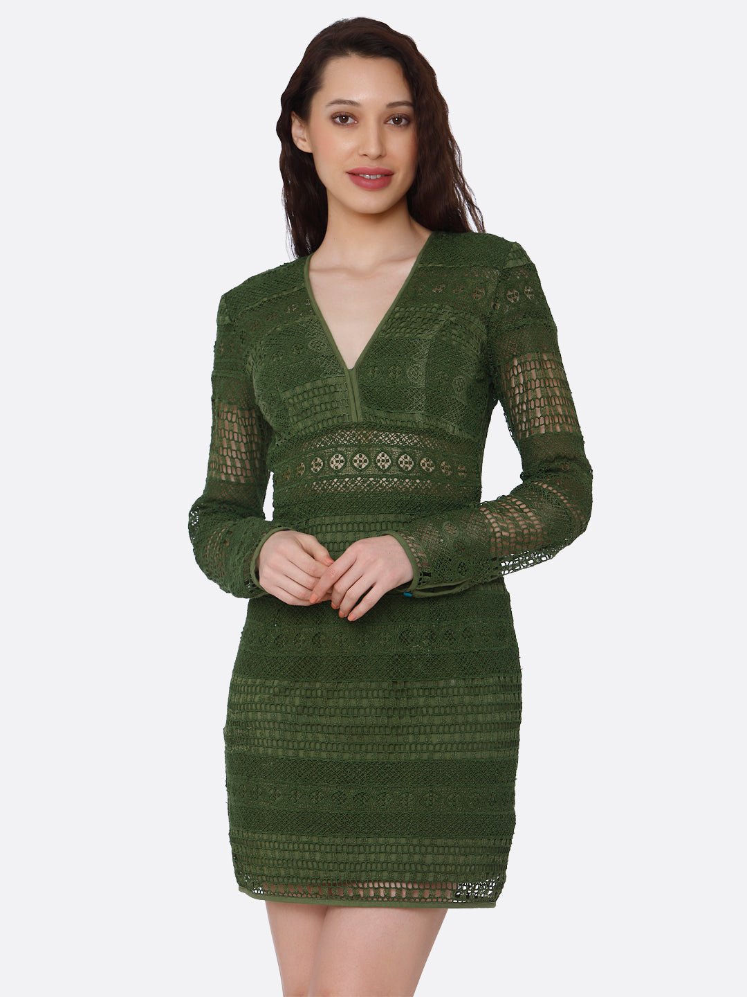 Green Bodycon Lace Dress - AaliyaIndia