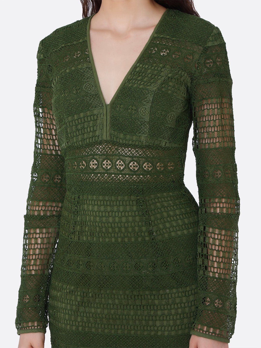 Green Bodycon Lace Dress - AaliyaIndia