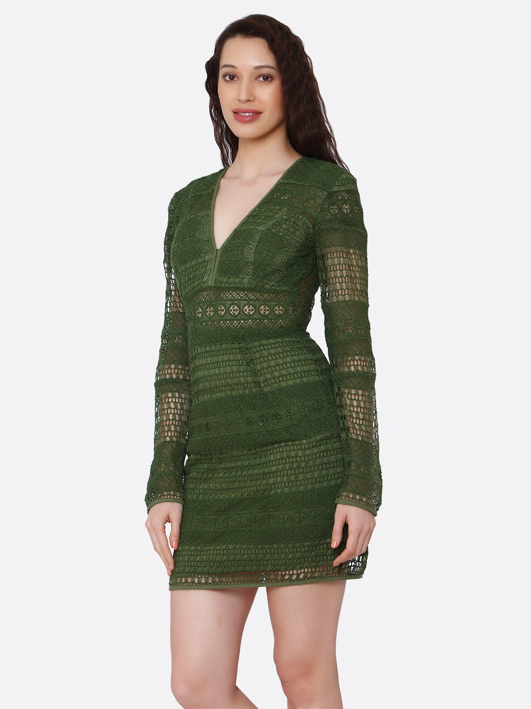 Green Bodycon Lace Dress - AaliyaIndia