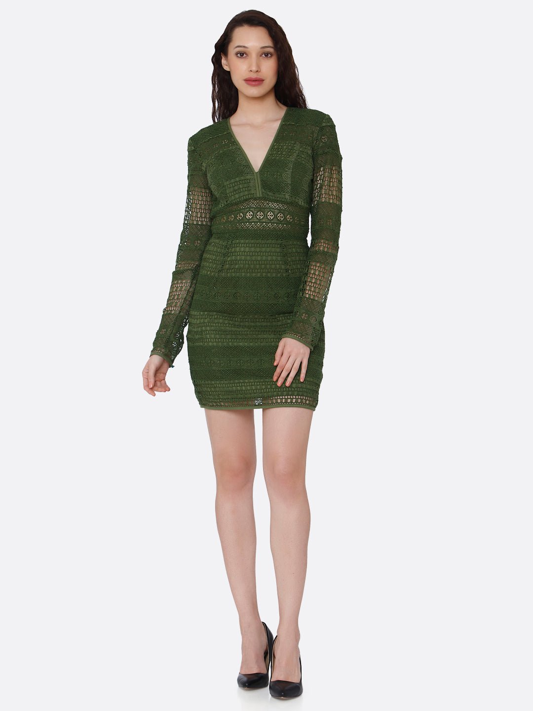 Green Bodycon Lace Dress - AaliyaIndia