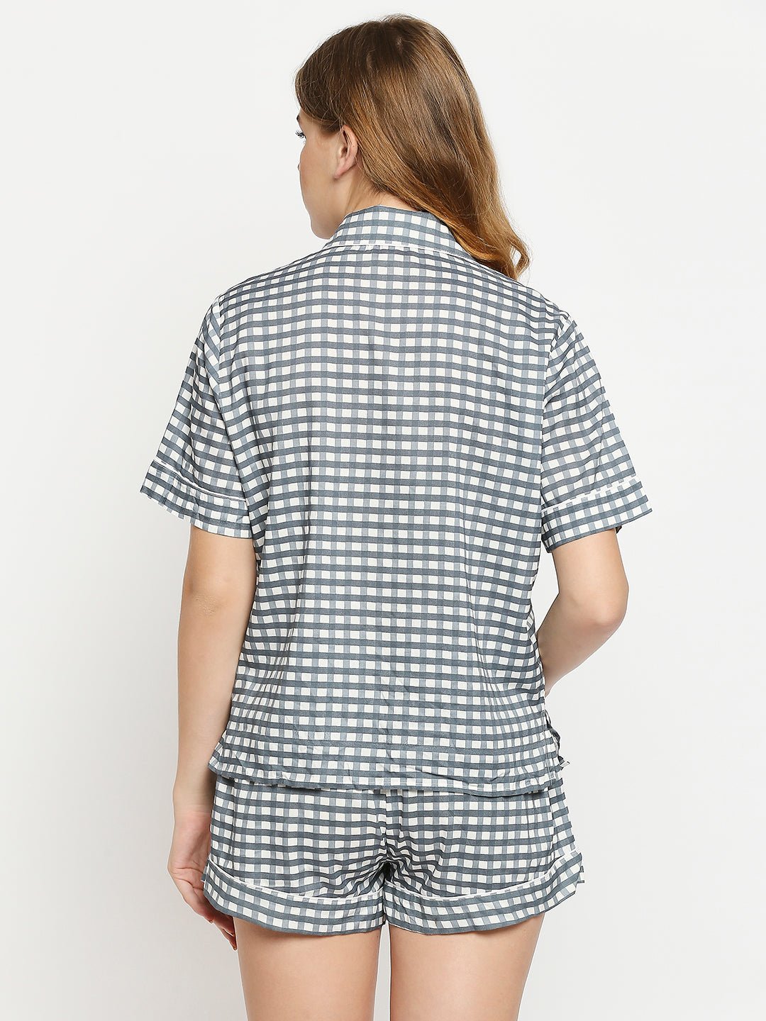 Grey Checks Pyjama Set - AaliyaIndia