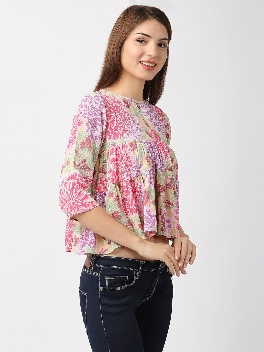 Multicolor Fit And Flare Top - AaliyaIndia