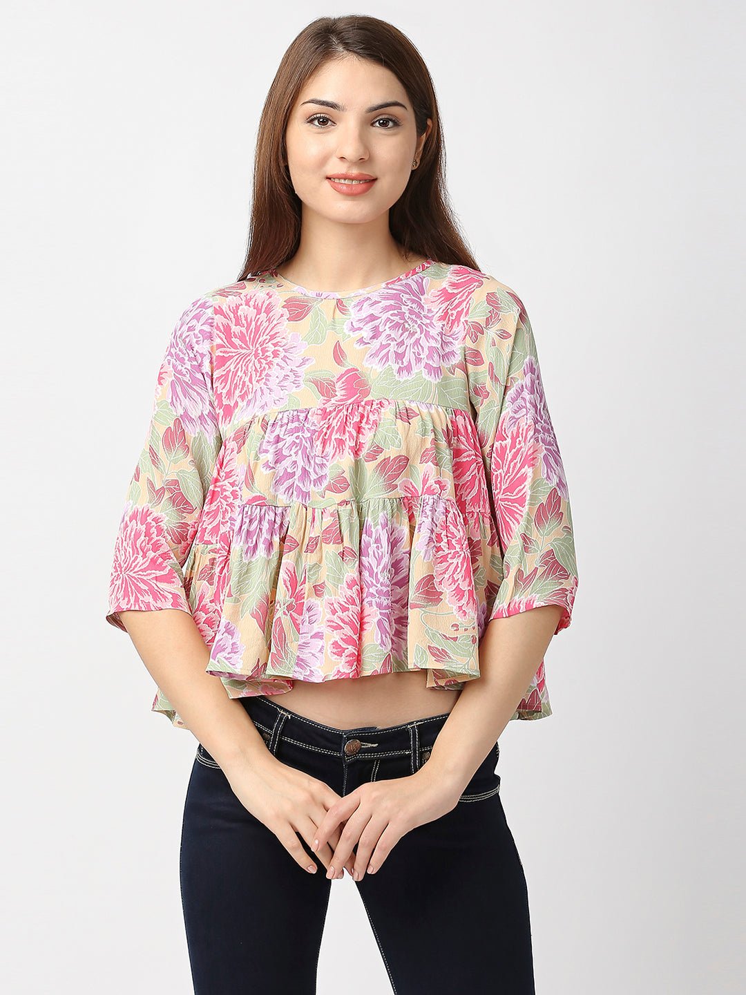Multicolor Fit And Flare Top - AaliyaIndia
