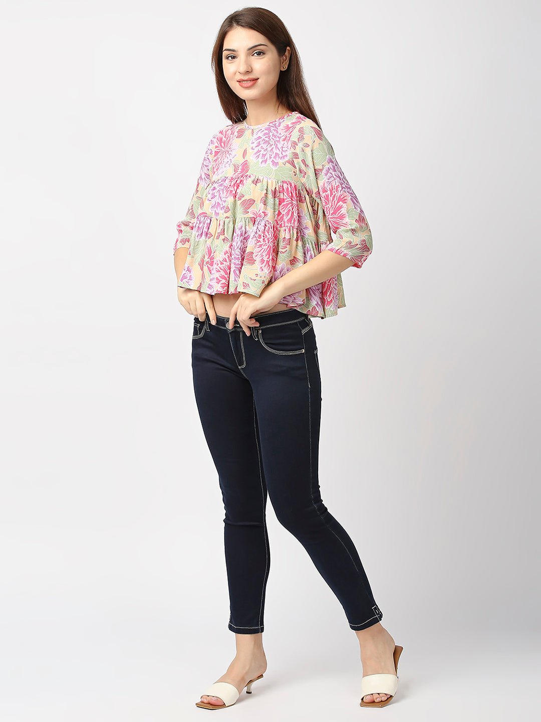 Multicolor Fit And Flare Top - AaliyaIndia