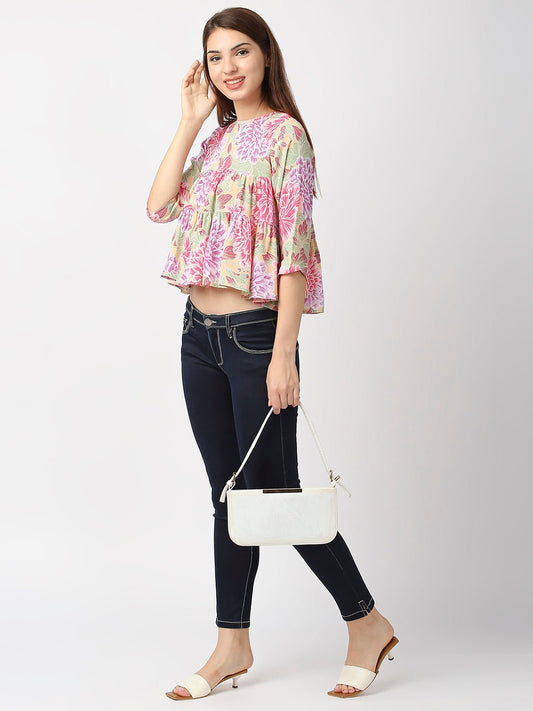 Multicolor Fit And Flare Top - AaliyaIndia