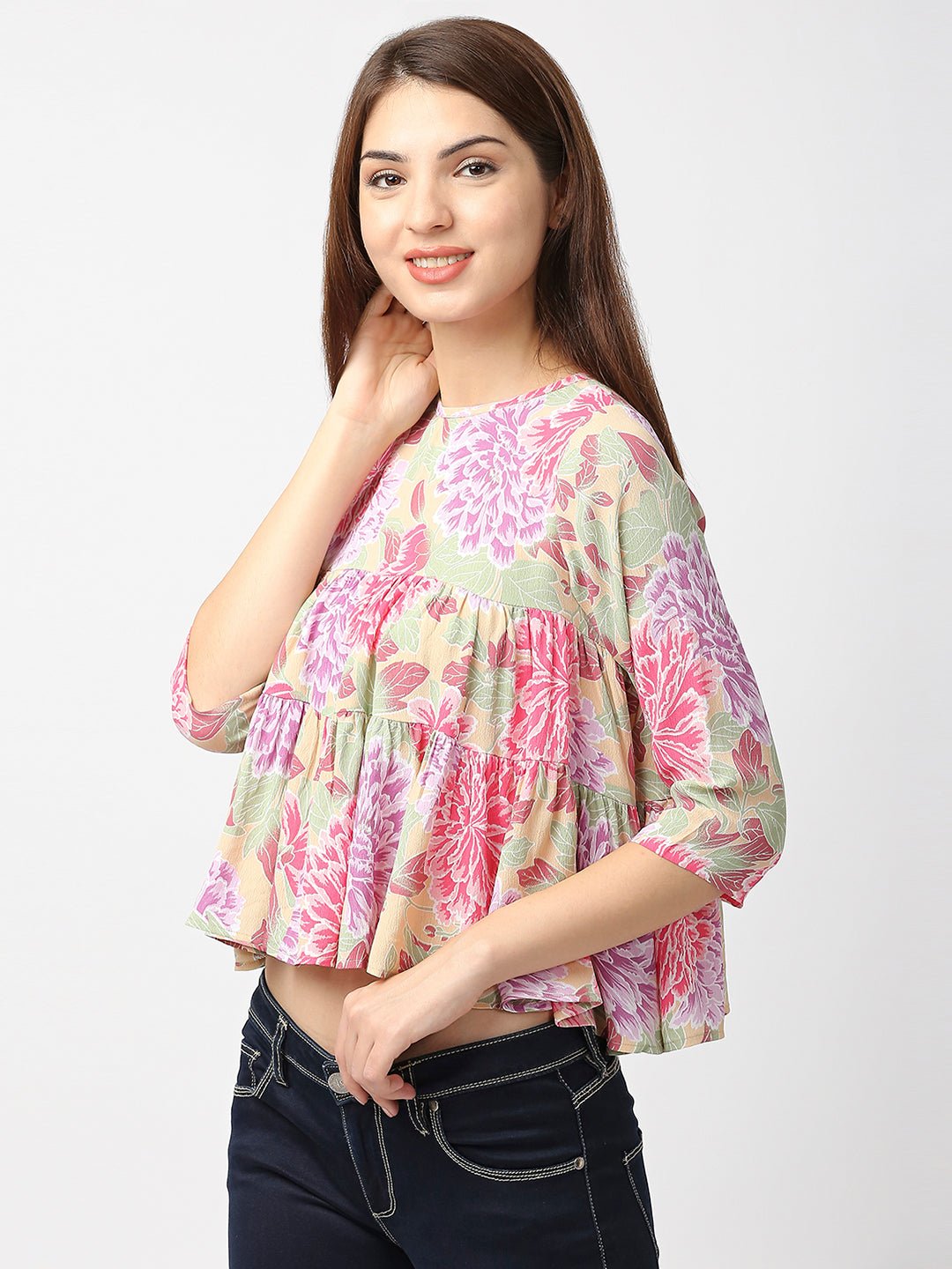 Multicolor Fit And Flare Top - AaliyaIndia