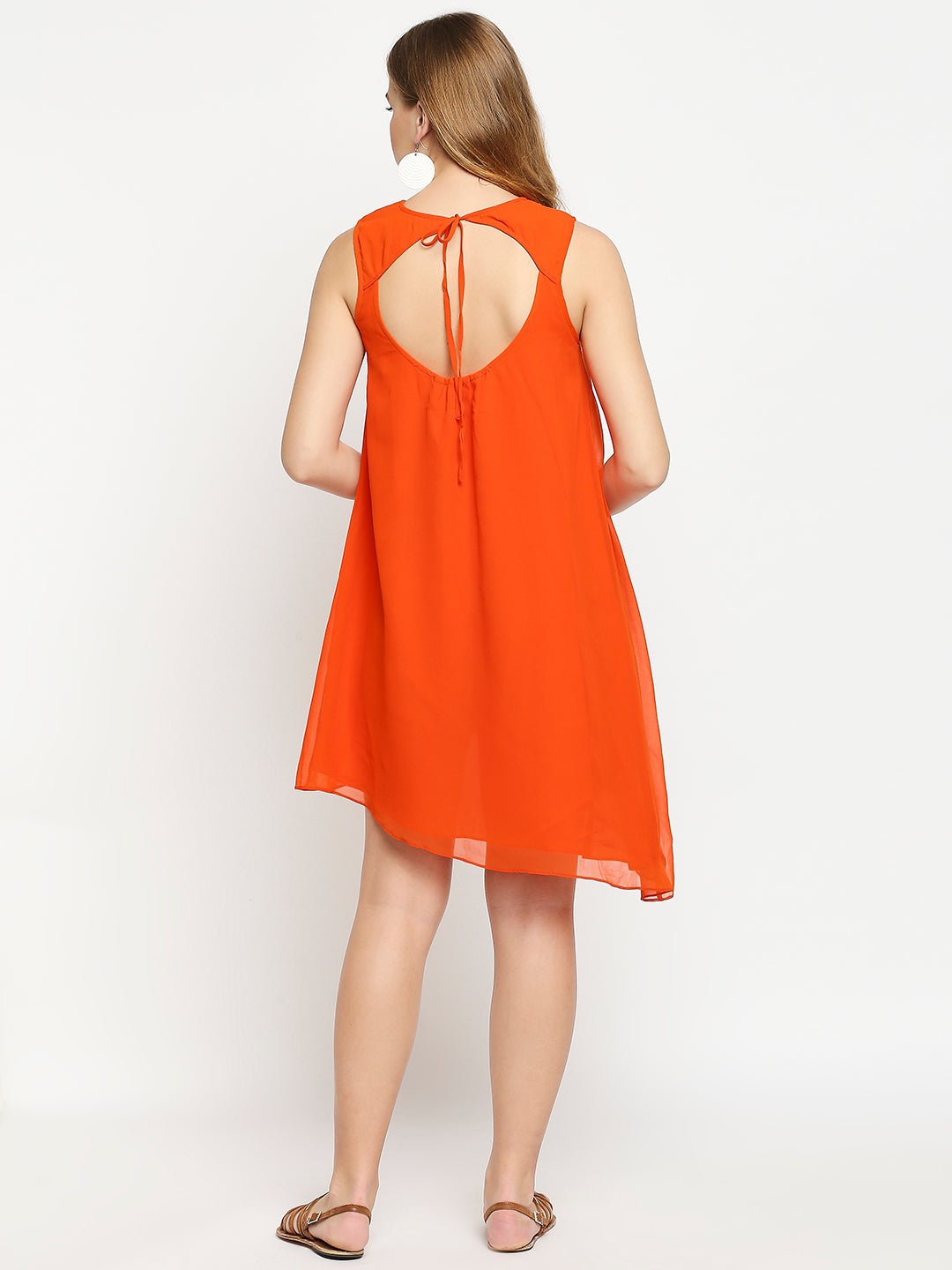 Orange Boho Embroidered Dress - AaliyaIndia