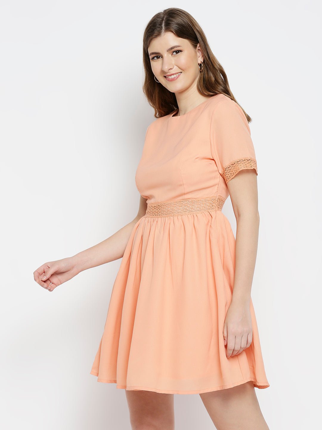 Orange Crepe Dress - AaliyaIndia