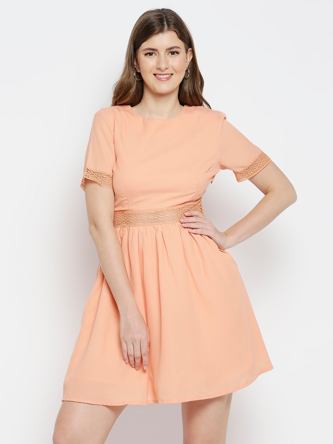 Orange Crepe Dress - AaliyaIndia