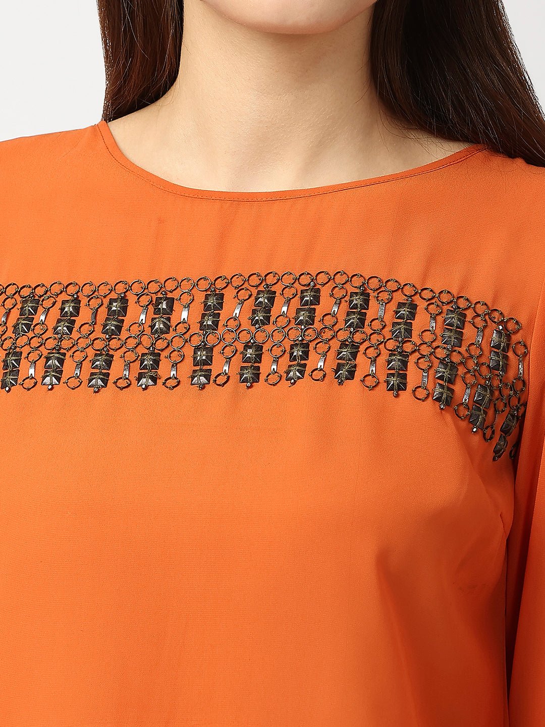 Orange Embellished Top - AaliyaIndia