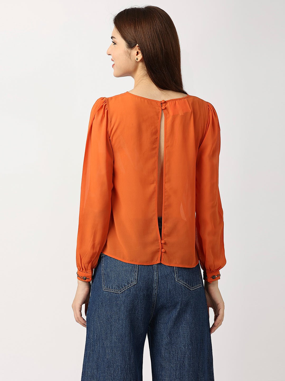 Orange Embellished Top - AaliyaIndia