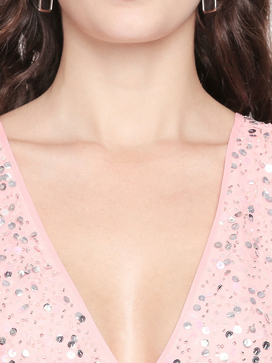 Pink Embellished Georgette Mini Dress AaliyaIndia Pink Embellished Georgette Mini Dress AaliyaIndia