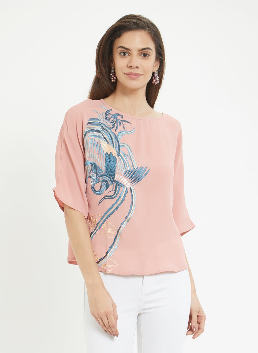 Pink Embroidered Top - AaliyaIndia