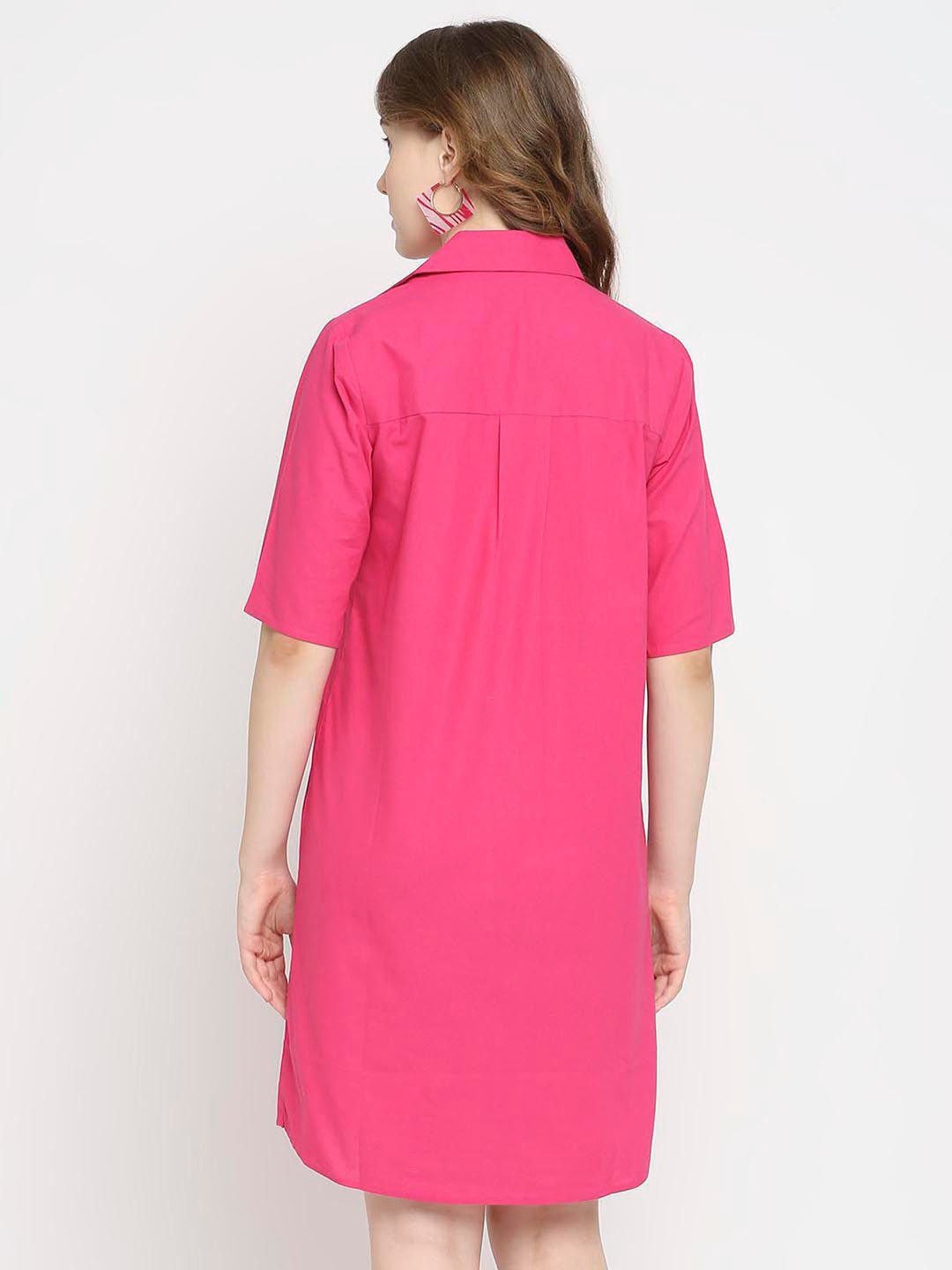 Pink Mini Dress with Collar - AaliyaIndia