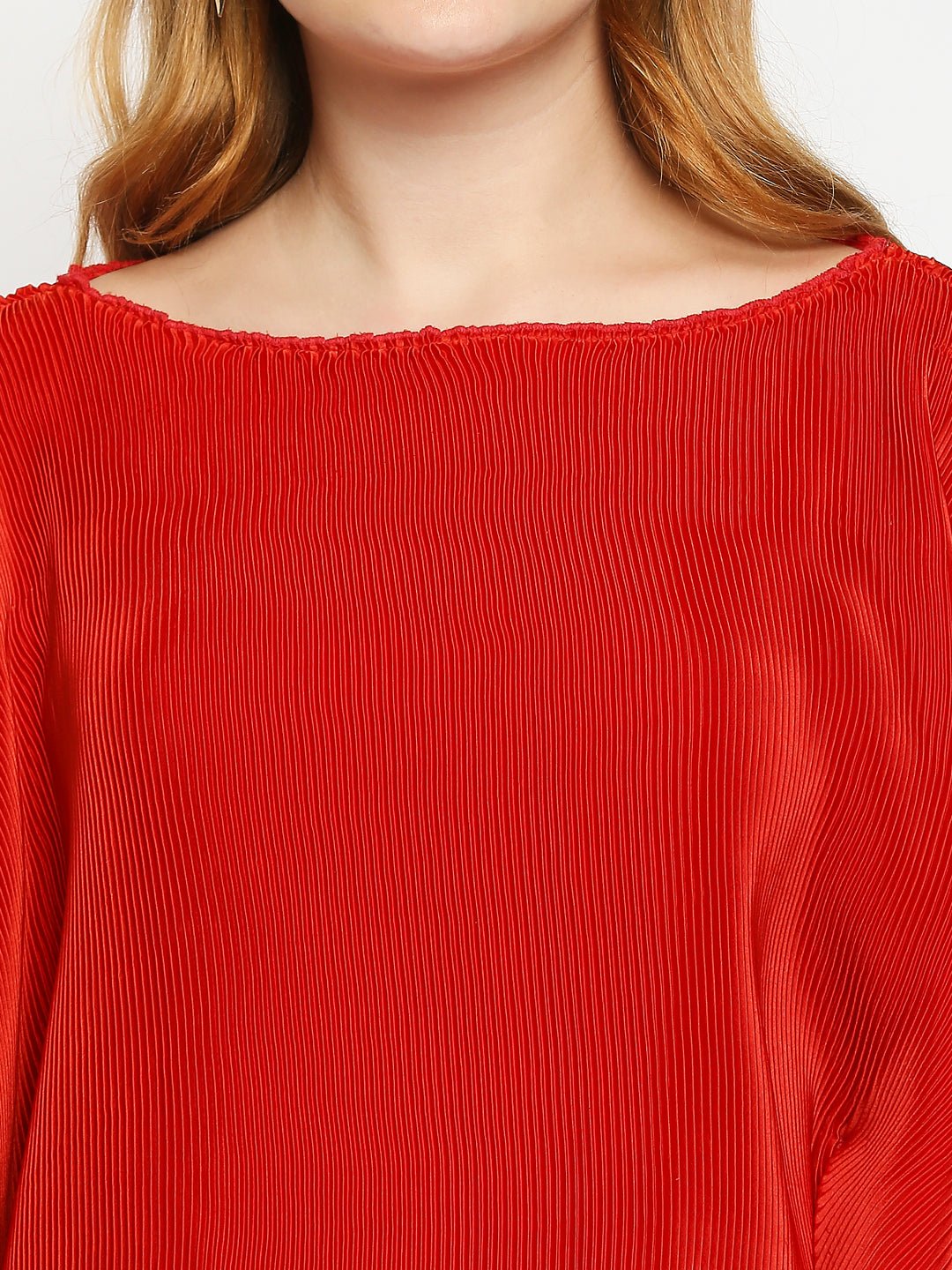 Red Pleated Top - AaliyaIndia