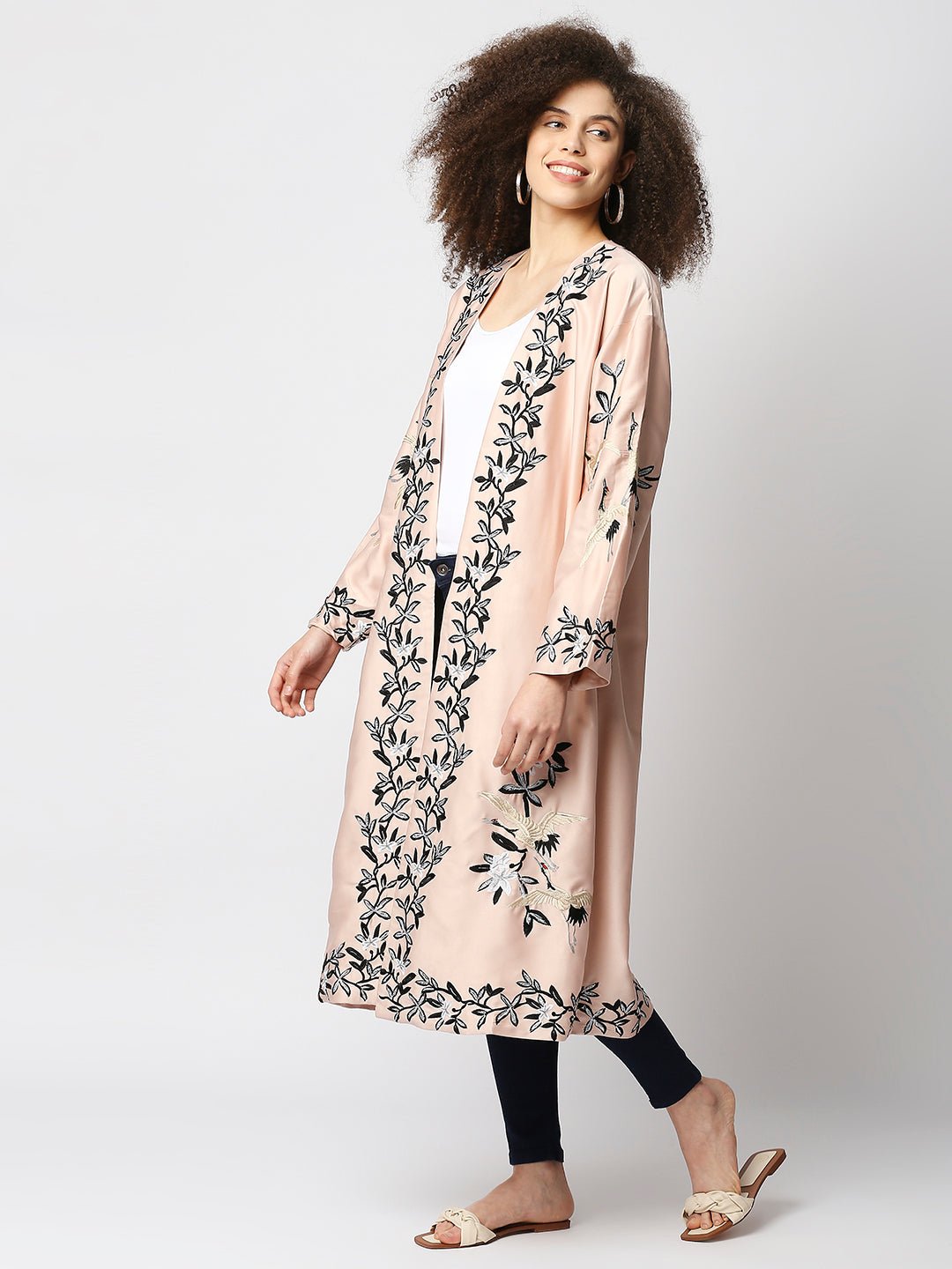 Rose Gold Embroidered Kimono Jacket AaliyaIndia Rose Gold Embroidered Kimono Jacket AaliyaIndia